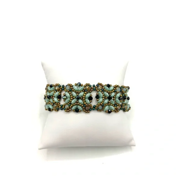 Hand Crafted Victorian Bracelet Aqua and Bronze - Picture 10 of 10